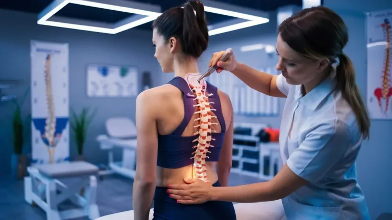Chiropractor performing a spinal exam — Adjust Today Chiropractic, Saint Paul Park MN